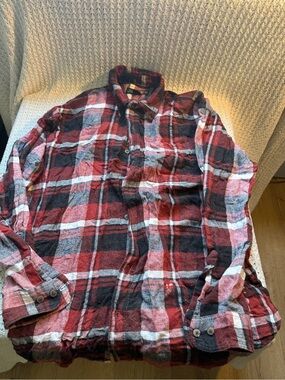 Canon Red, Black & White Plaid Button-Down Shirt